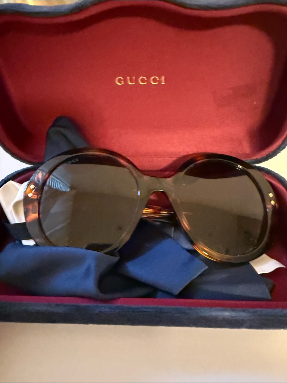 Gucci Tortoiseshell Round Sunglasses with Brown Lenses